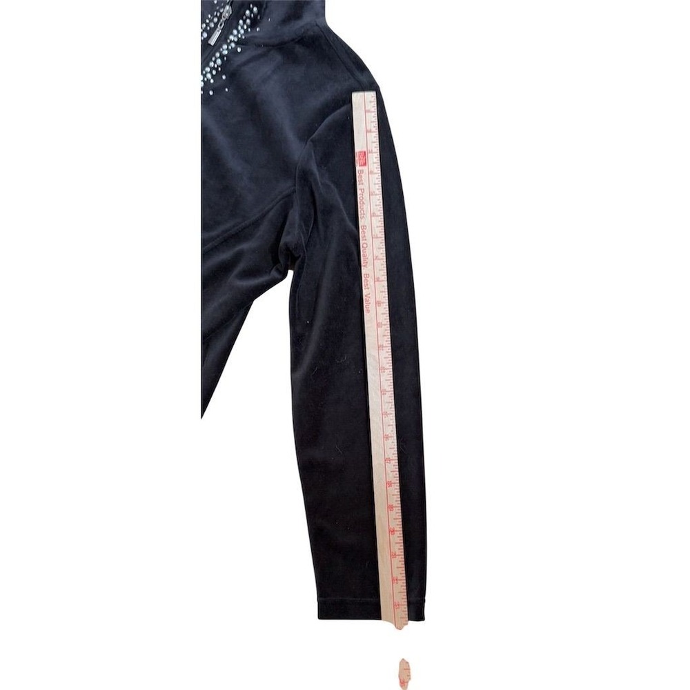 Onque Women's Black Rhinestone Full Zip Jacket petite L office siren Careercore‎ - Picture 6 of 7